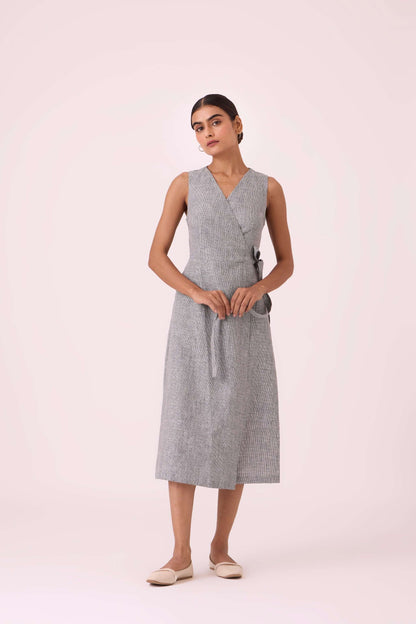 Arandi Houndstooth Linen Dress