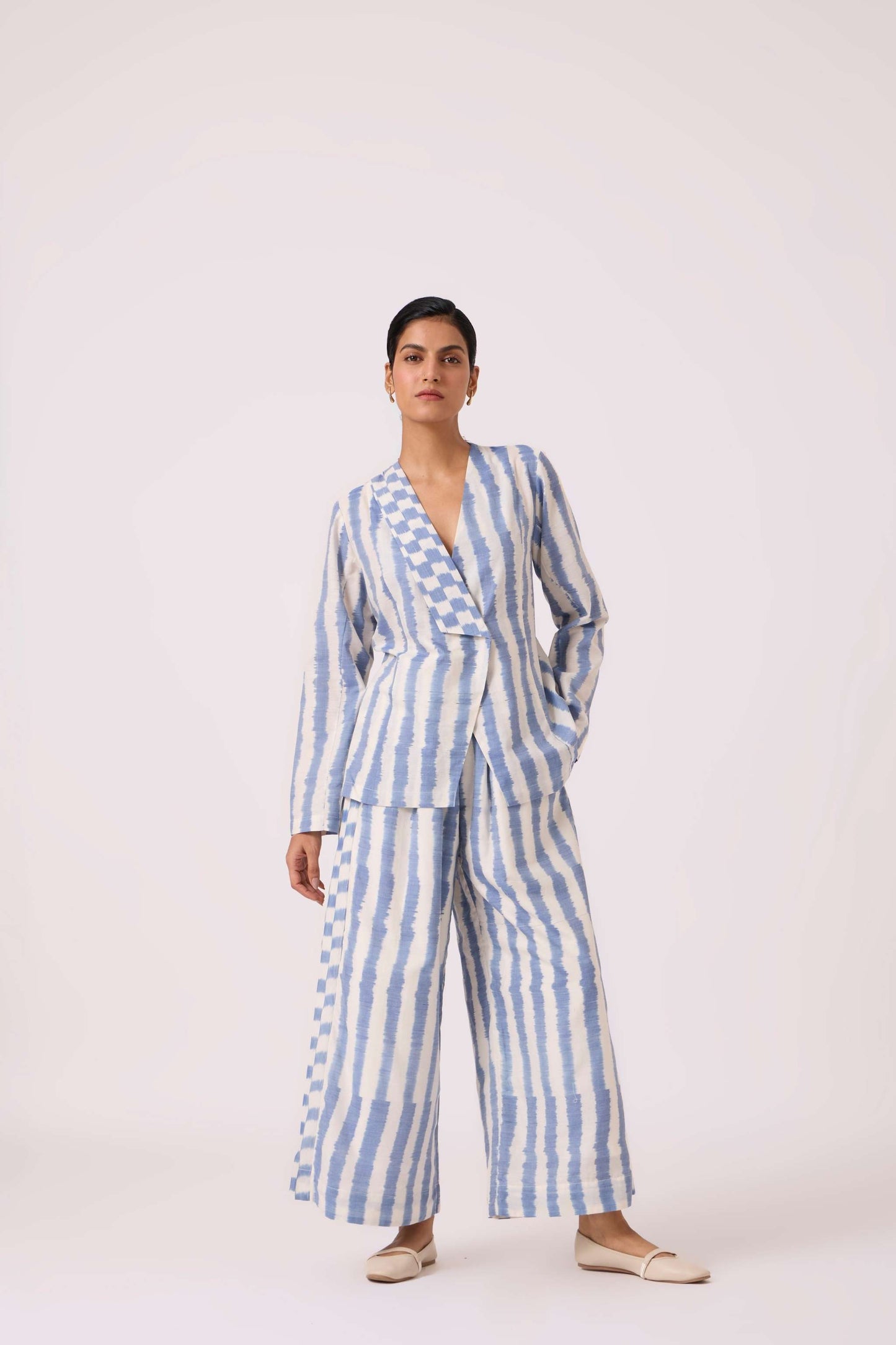 Ivan Blue Striped Ikat Pants