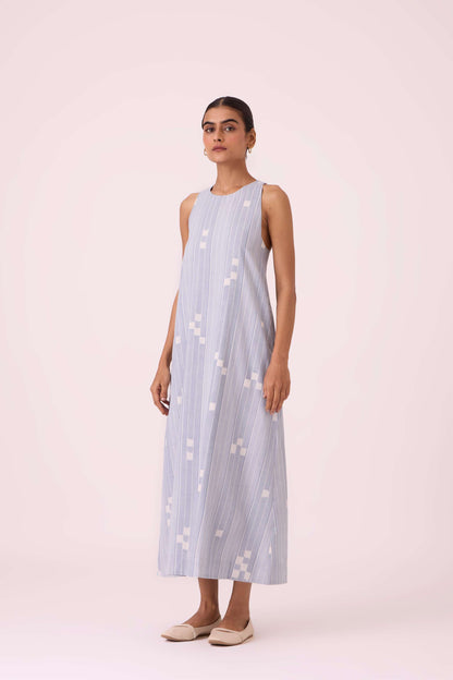 Amaran Blue Ikat Maxi Dress