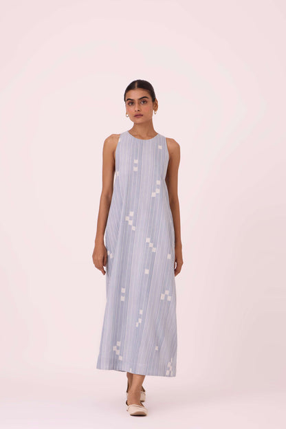 Amaran Blue Ikat Maxi Dress
