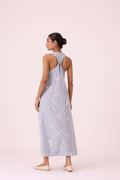 Amaran Blue Ikat Maxi Dress