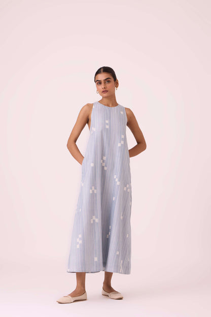 Amaran Blue Ikat Maxi Dress
