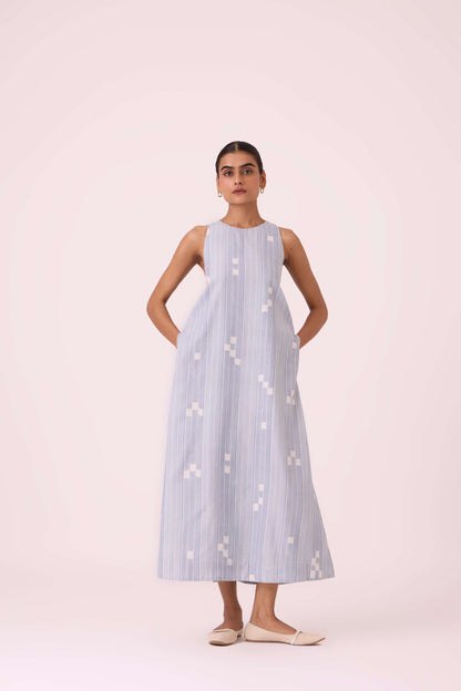 Amaran Blue Ikat Maxi Dress