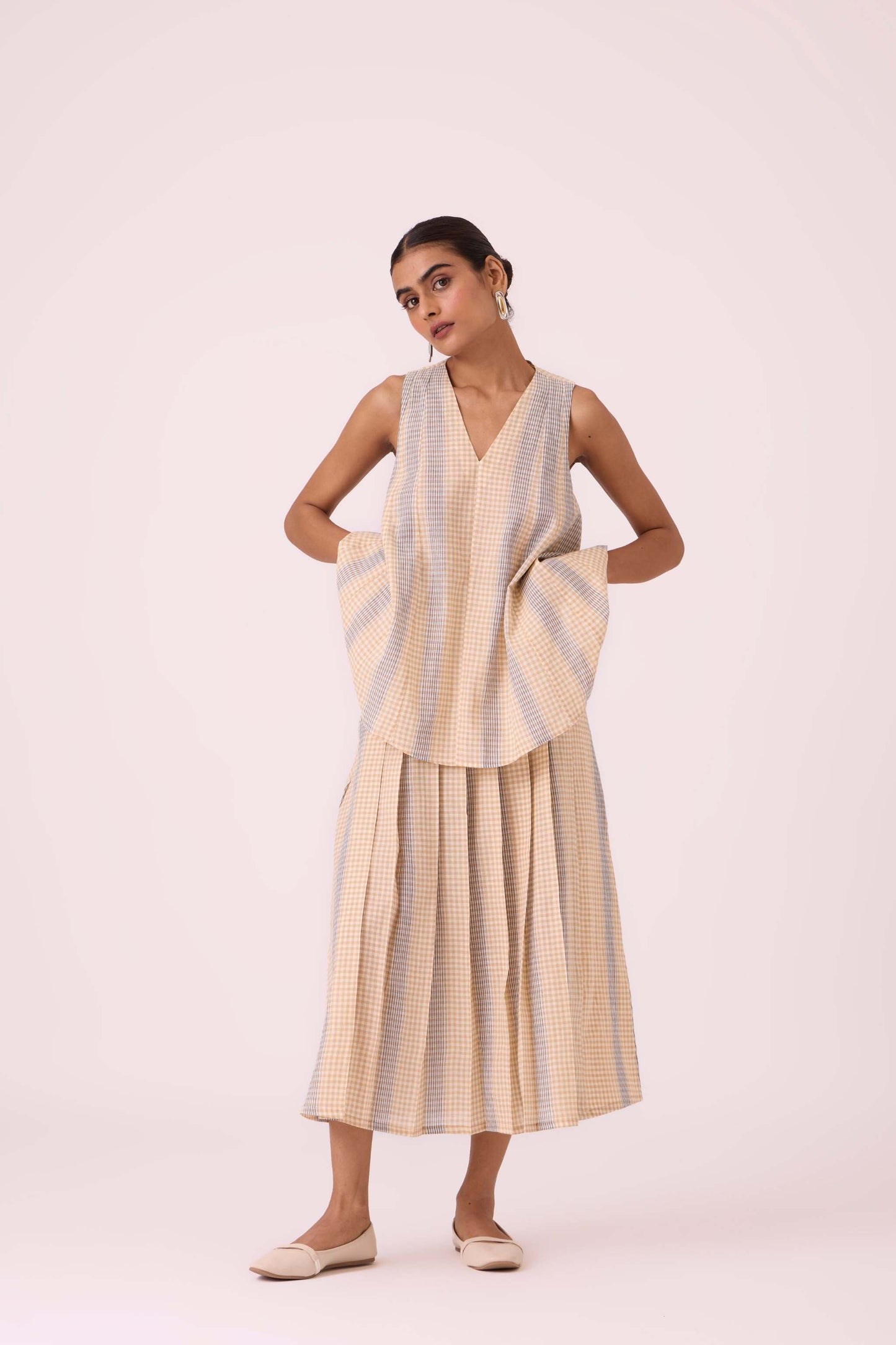 Mikhail Beige Handwoven Skirt