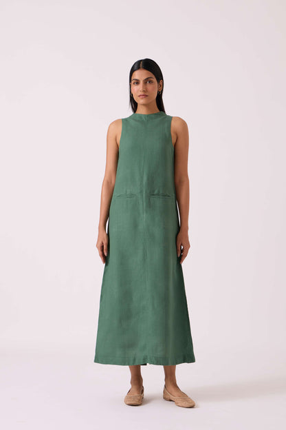Pierre Green Linen Dress