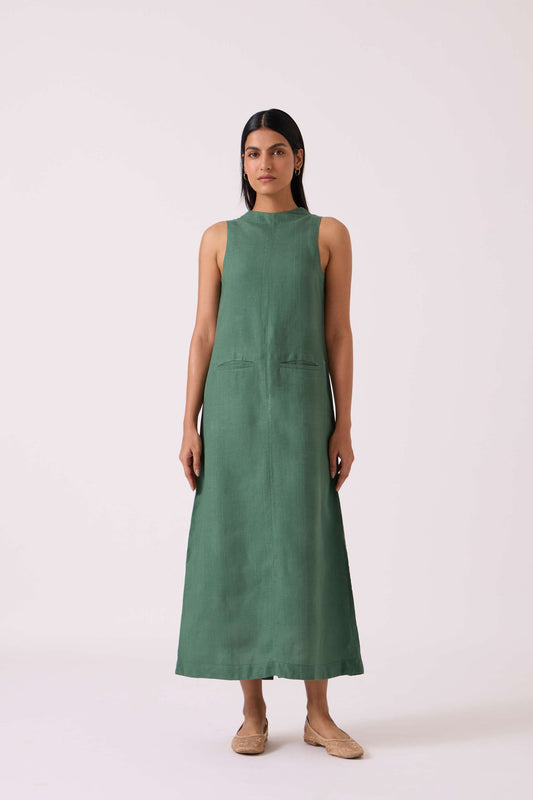 Pierre Green Linen Dress