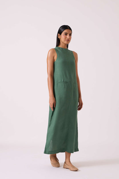Pierre Green Linen Dress