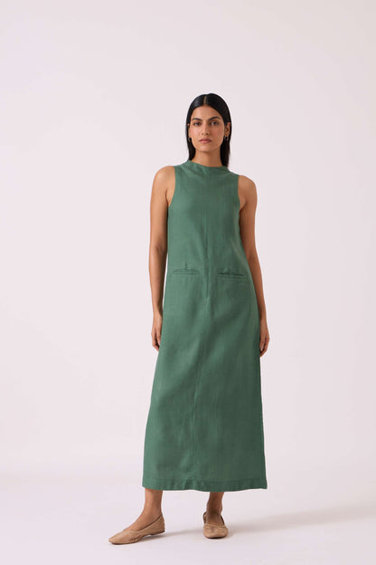 Pierre Green Linen Dress