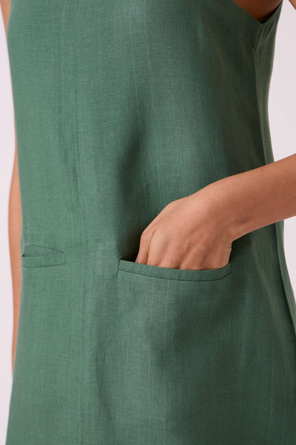 Pierre Green Linen Dress