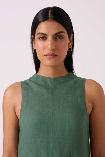 Pierre Green Linen Dress