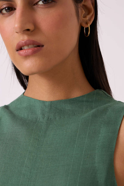 Pierre Green Linen Dress