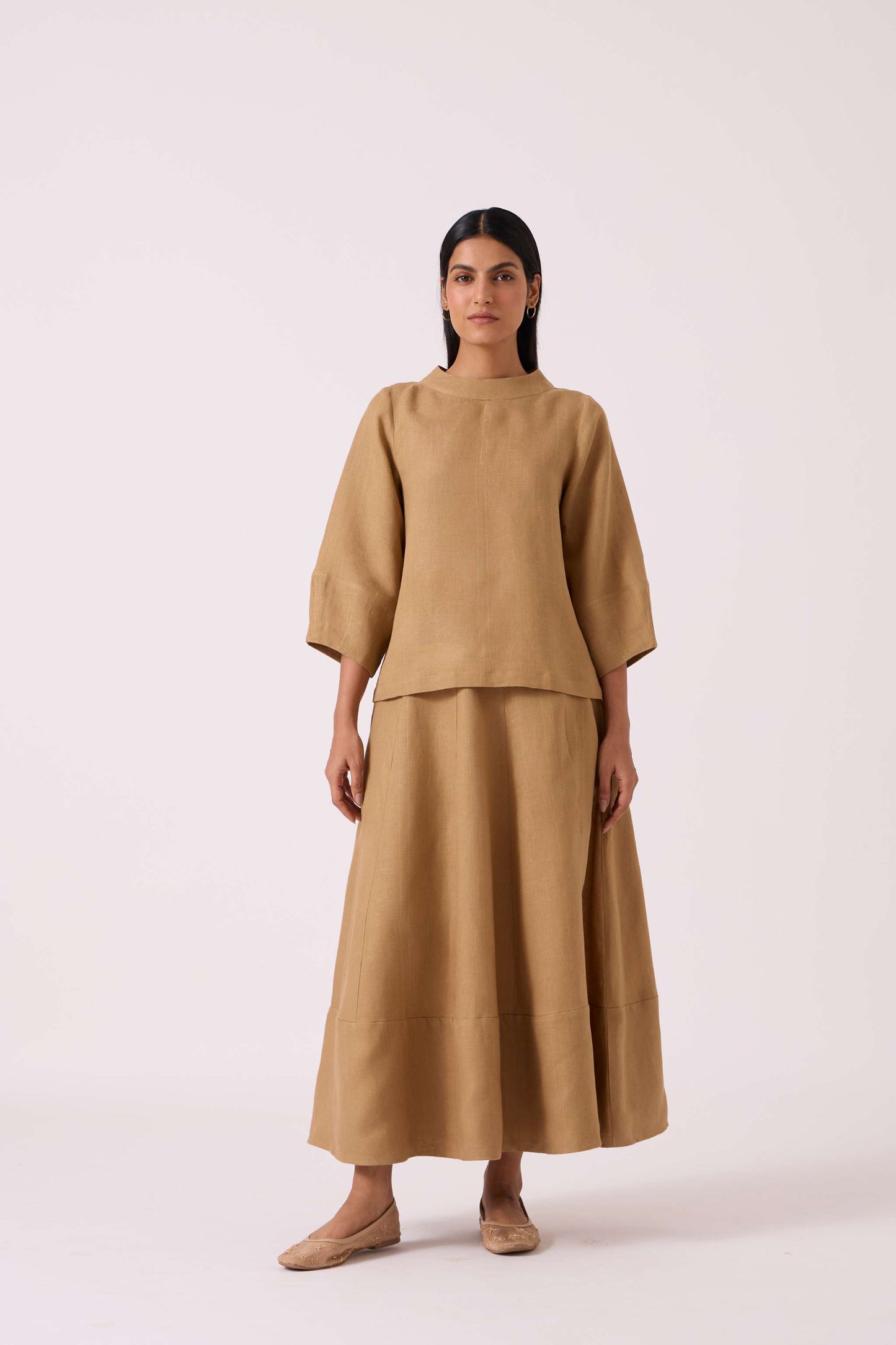 Bertie Tan Linen Top