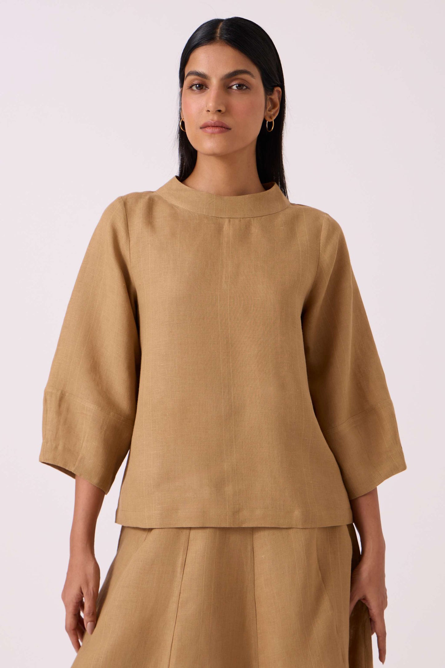Bertie Tan Linen Top