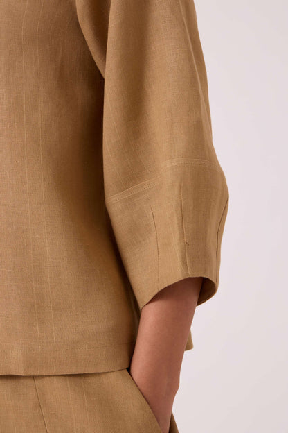 Bertie Tan Linen Top