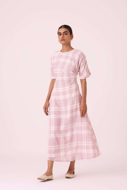 Pine Checkered Handwoven Dress