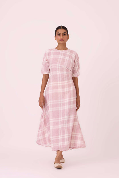 Pine Checkered Handwoven Dress