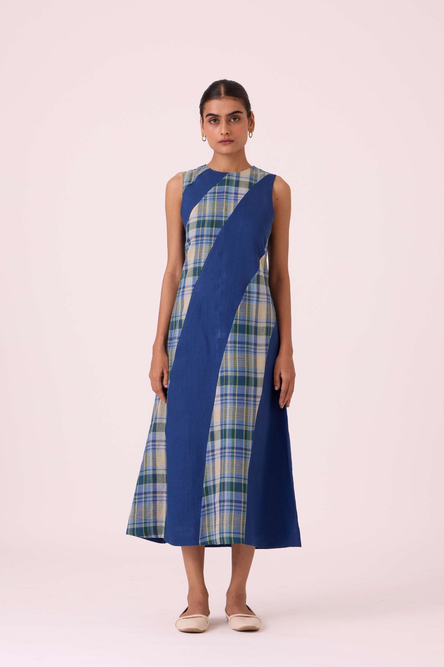 Waltz Blue Linen Panelled Dress