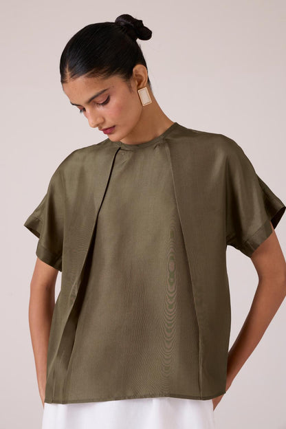 Pam Olive Silk Top