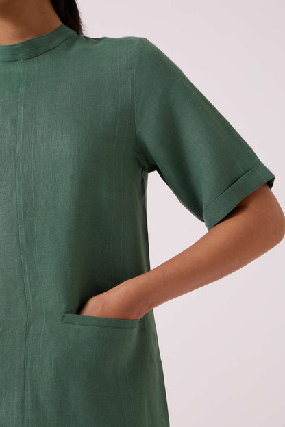 Tula Green Linen Shift Dress