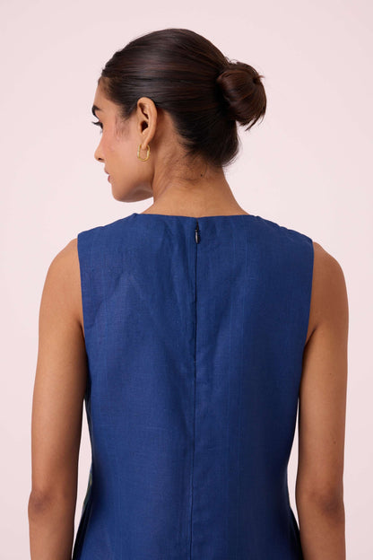 Waltz Blue Linen Panelled Dress