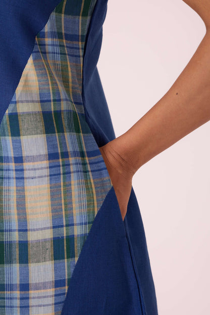 Waltz Blue Linen Panelled Dress
