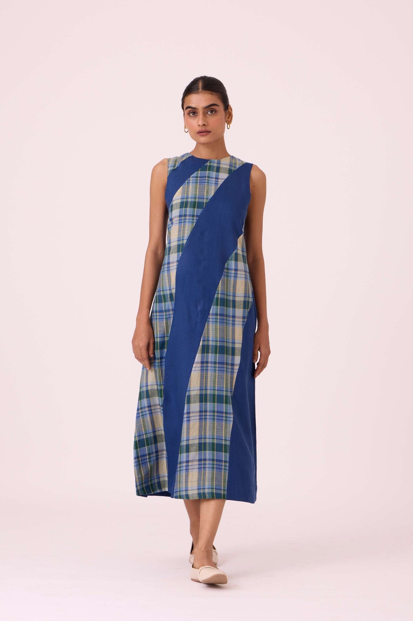 Waltz Blue Linen Panelled Dress