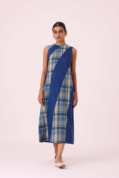 Waltz Blue Linen Panelled Dress