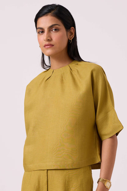 Bourne Olive Linen Top
