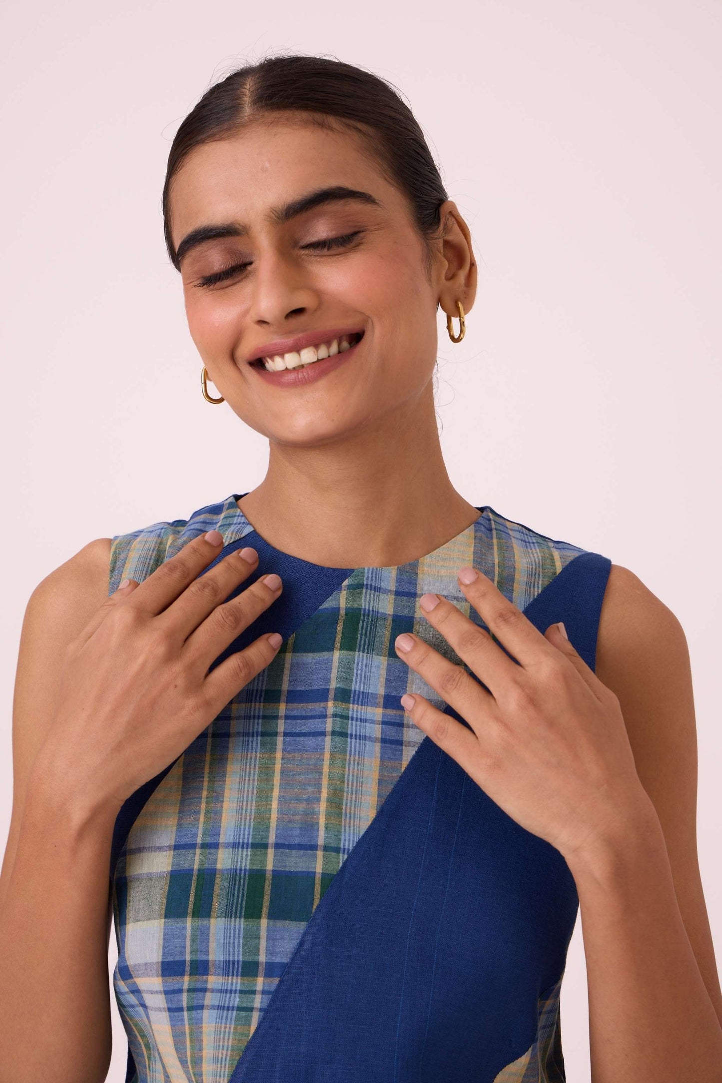 Waltz Blue Linen Panelled Dress