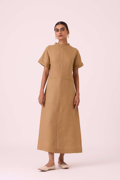 Salome Tan Linen Dress
