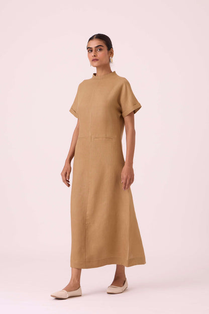 Salome Tan Linen Dress