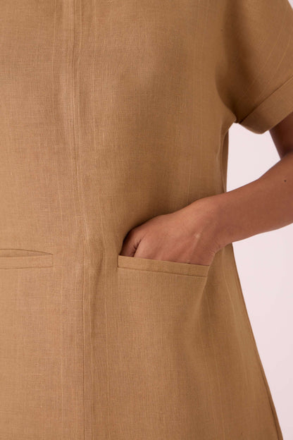 Salome Tan Linen Dress