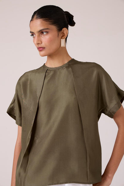 Pam Olive Silk Top