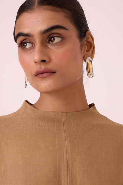 Salome Tan Linen Dress