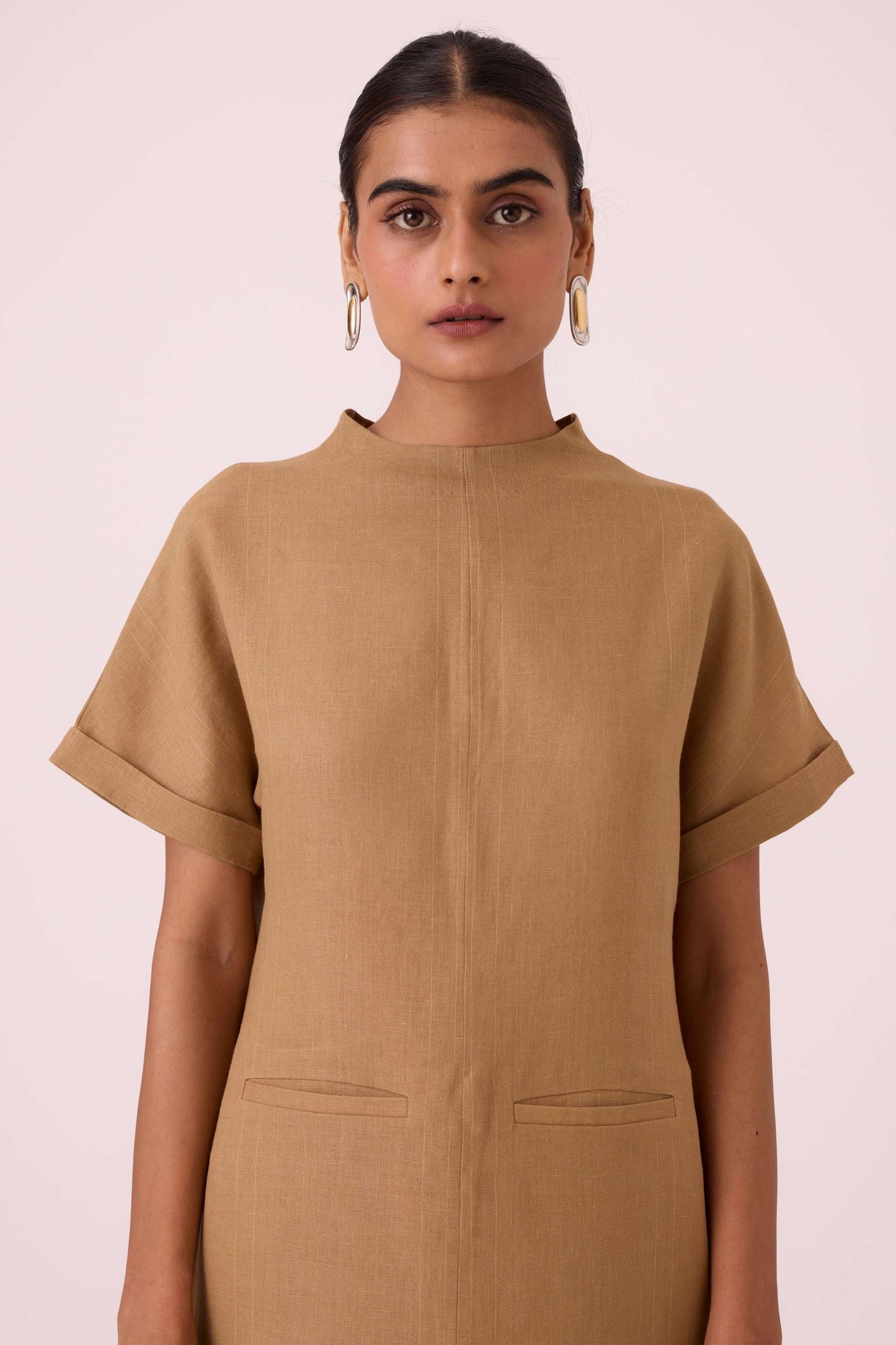 Salome Tan Linen Dress