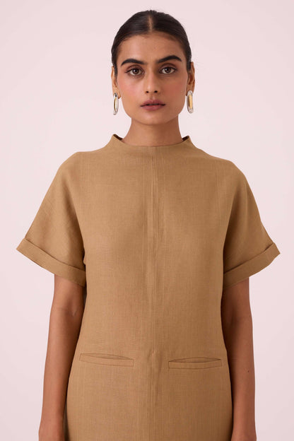 Salome Tan Linen Dress