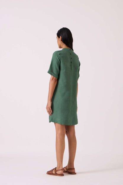 Tula Green Linen Shift Dress