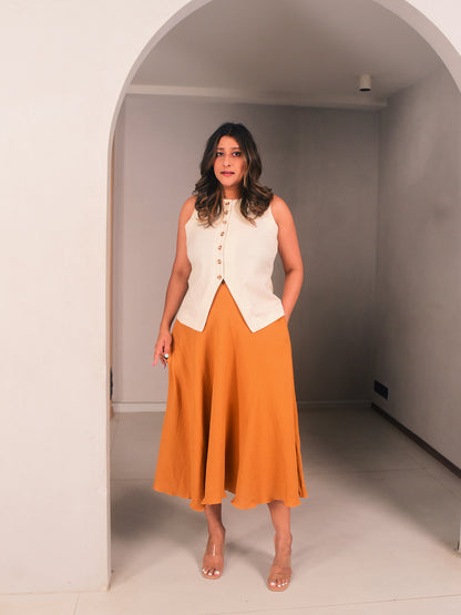 Amara Flared Linen Vest