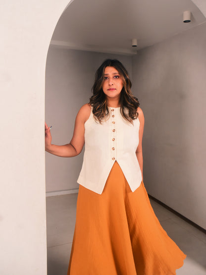 Amara Flared Linen Vest