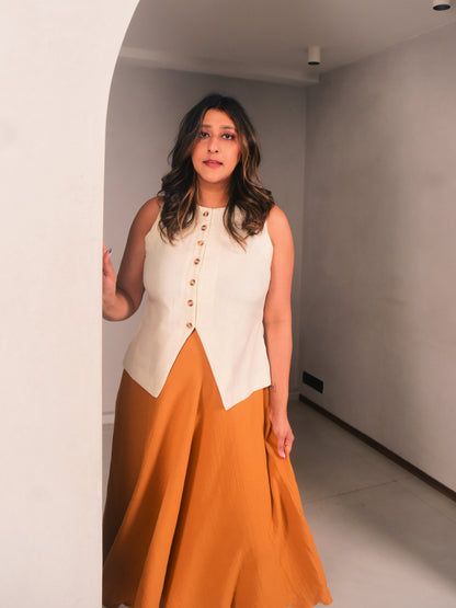 Amara Flared Linen Vest