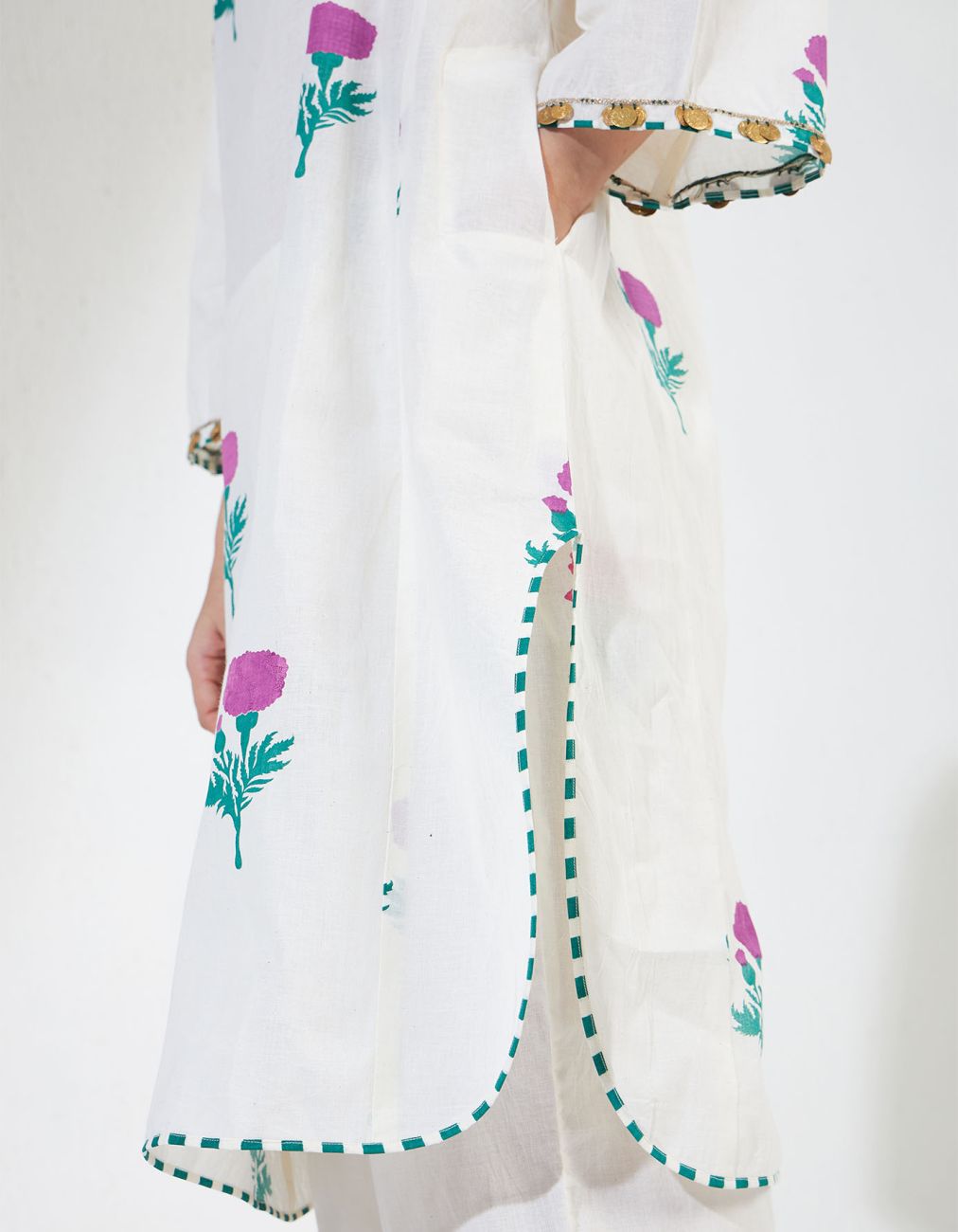 White & Pink Block Print Gulnar Set 2