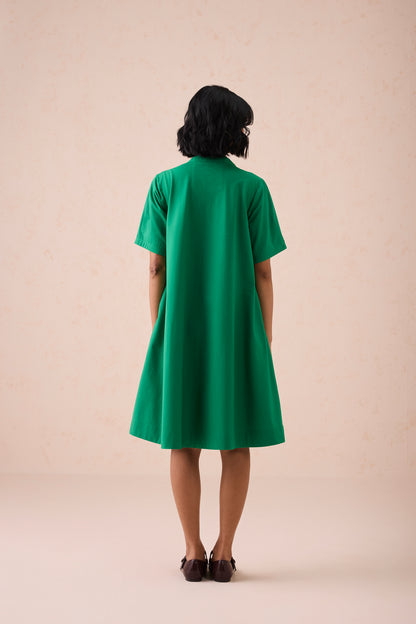 Bright Blessings Mandarin Collar Organic Cotton Dress
