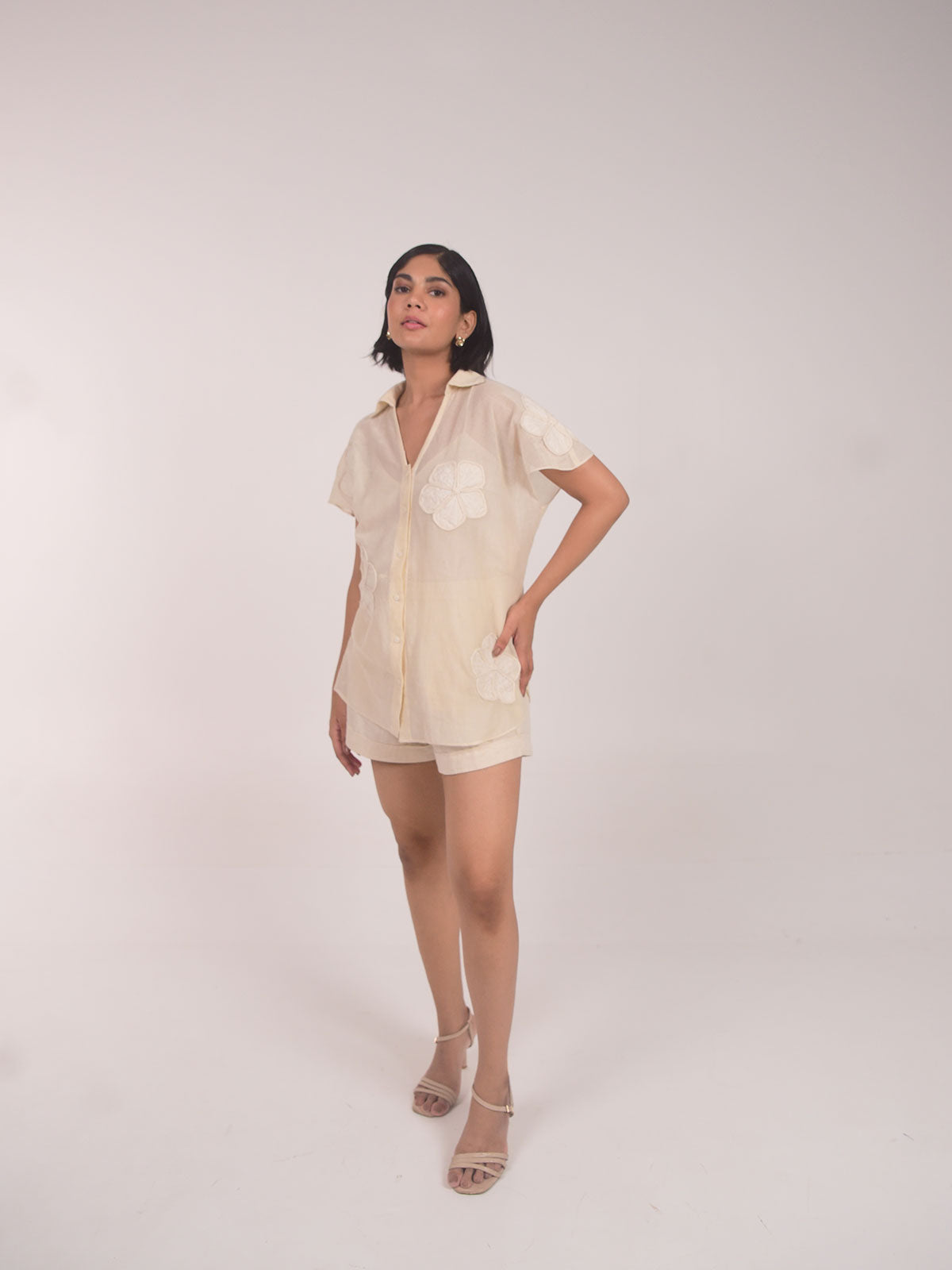 Cam Applique Cotton Net Shirt