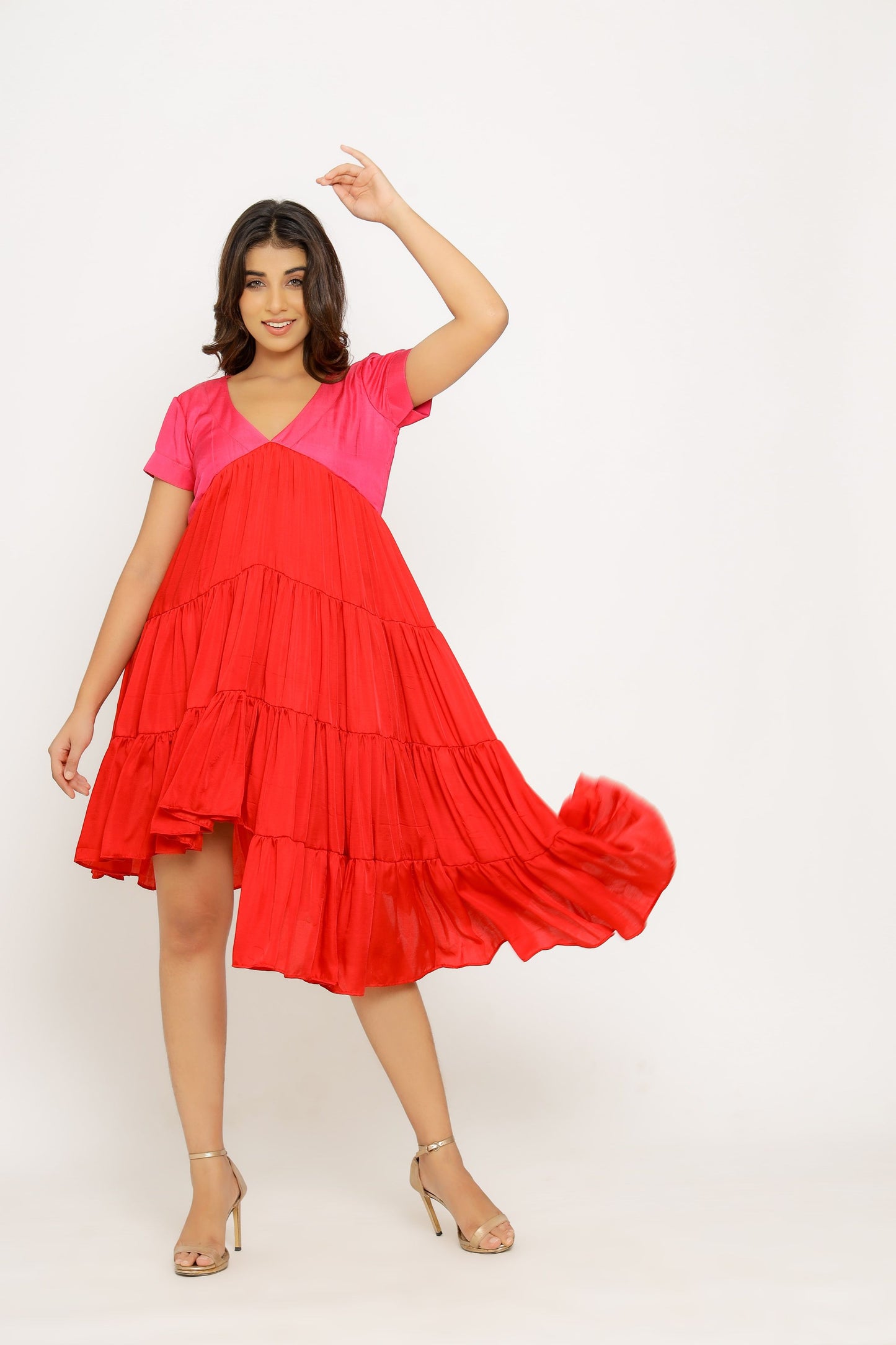 Red-Pink Asymmetrical Dress