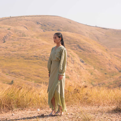 Moon Lit Top and Skirt Set - Green