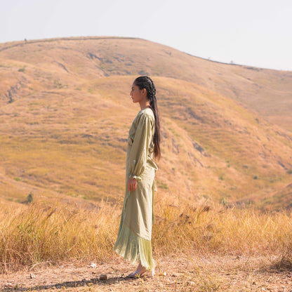 Moon Lit Top and Skirt Set - Green