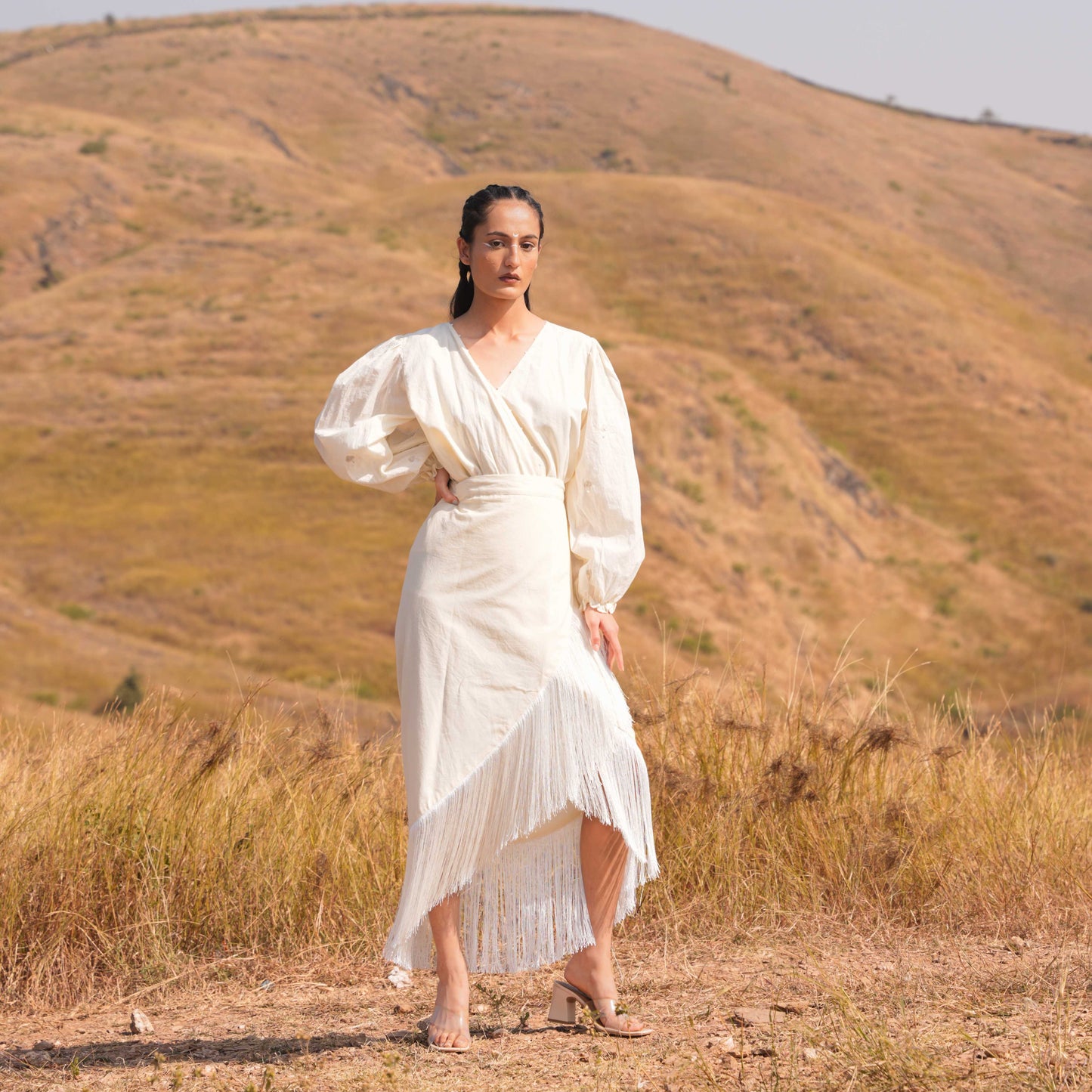 Moon Lit Top and Skirt Set - Beige