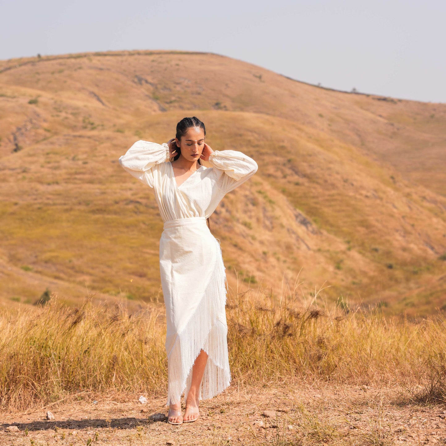 Moon Lit Top and Skirt Set - Beige