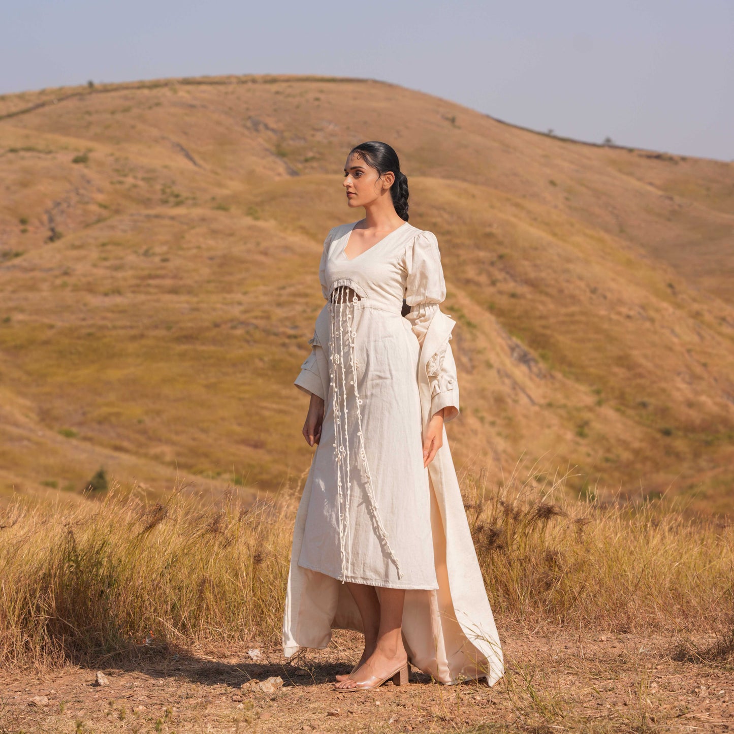 Miraya Dress and Jacket Set Beige