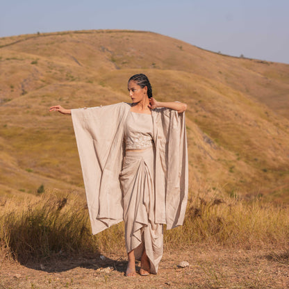 Clover Set Top, Skirt and Jacket (3 Piece) Brown